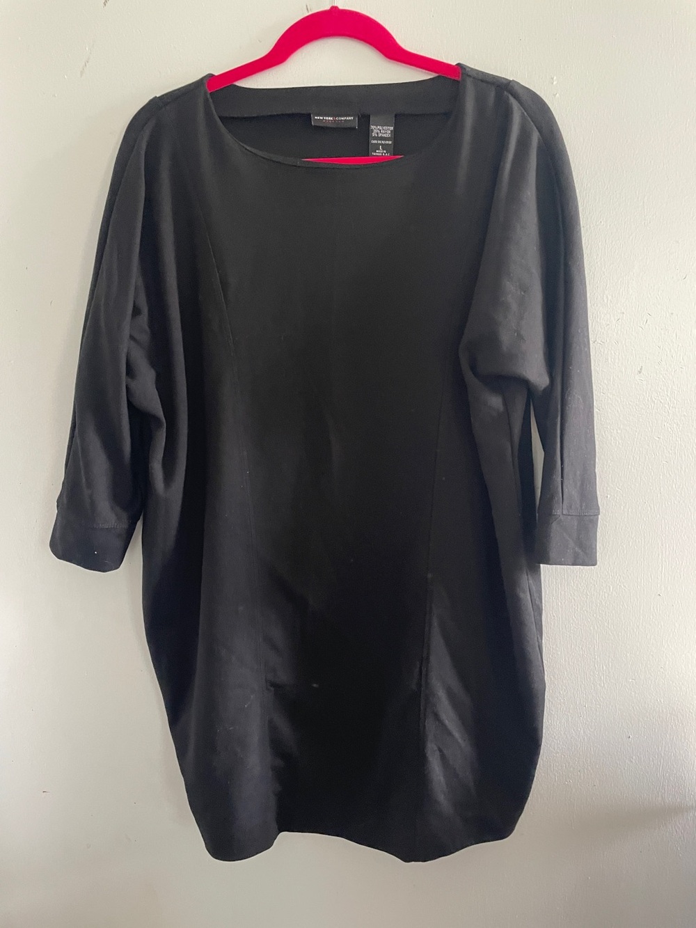 New York & Company Black Long Sleeve Shift Dress